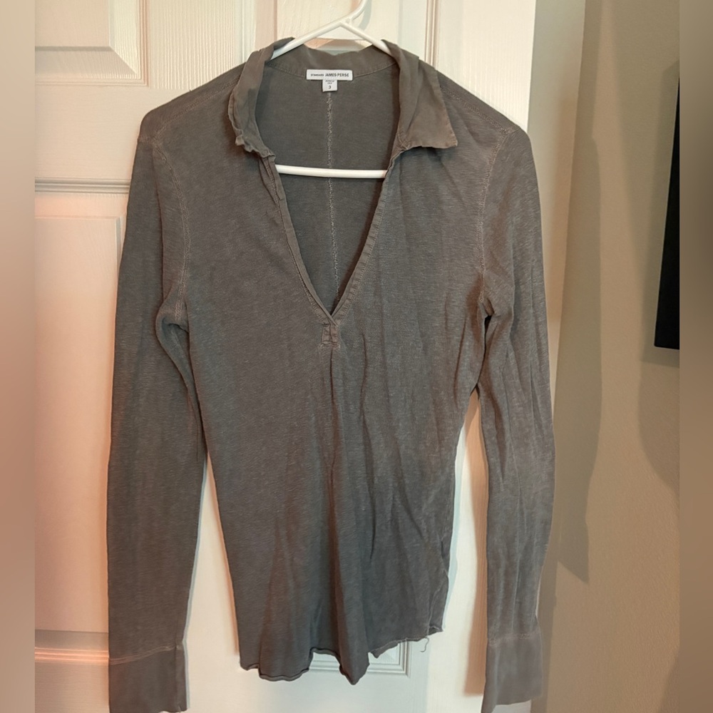 James Perse Gray Long Sleeve Shirt